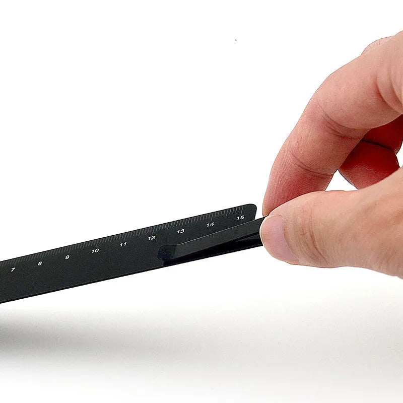 15cm black grey aluminium alloy bookmark ruler with laser-engraved retro design scale markings