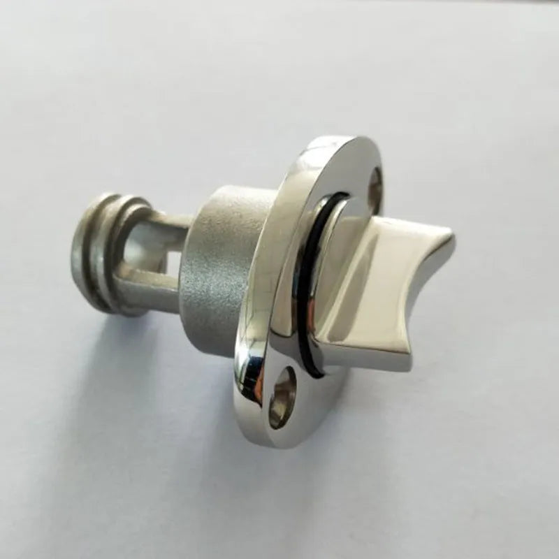 Stainless steel marine water plug for 38mm x 50mm boat drain, showing corrosion-resistant construction.