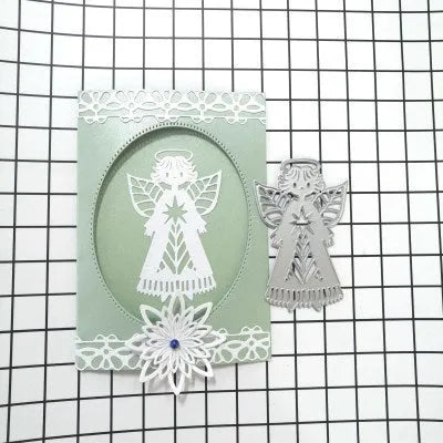 White angel character knife mould for card making with 8x6 cm carbon steel blade and figures pattern