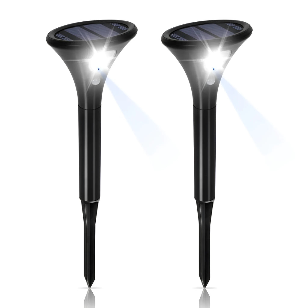 Solar-powered induction ground plug light for outdoor garden use with IP65 weatherproof rating