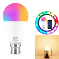 15W WiFi smart LED light bulb with E27 and B22 base options for RGB and warm white lighting