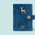 A6 loose-leaf handbook with cloth velvet cover in elk blue, binder binding, compact notebook for writing