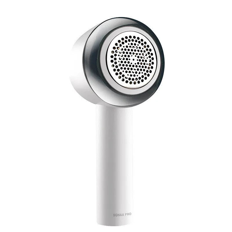 White rechargeable clothes shaver for removing lint from jerseys, measuring 19.3cm long