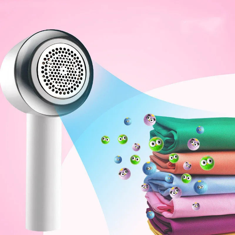 White rechargeable clothes shaver for removing lint from jerseys, measuring 19.3cm long