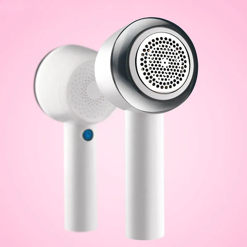 White rechargeable clothes shaver for removing lint from jerseys, measuring 19.3cm long