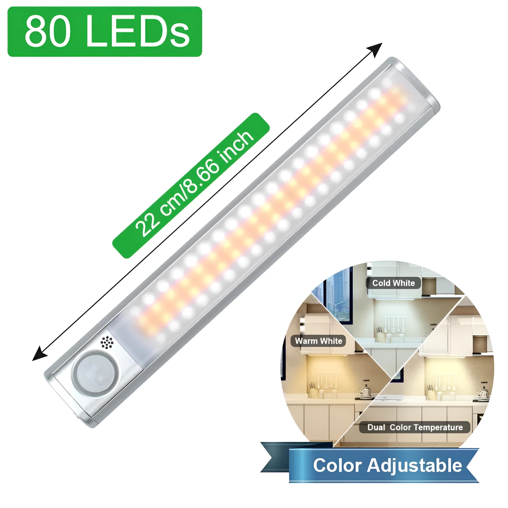 European style aluminium alloy smart cabinet light with motion sensor and USB charging port