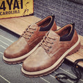 Men's round-toe casual shoes in black with artificial PU upper and rubber sole