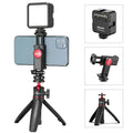 Combo 8 mobile phone vlog selfie stick set with fill light bracket and phone stand.