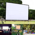 150-inch white polyester folding projection screen shown in 4:3 aspect ratio