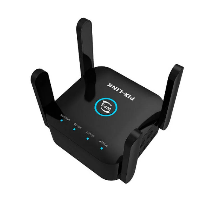 PIXLINK AC24 black and white dual band wireless WiFi extender router unit