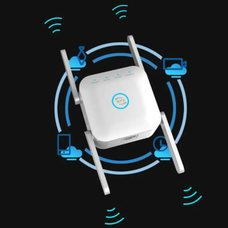 PIXLINK AC24 black and white dual band wireless WiFi extender router unit