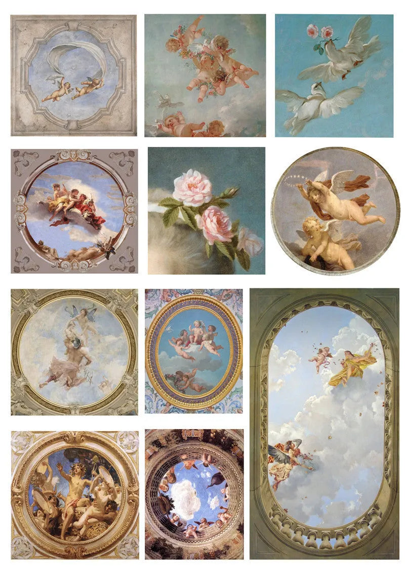 11 sheets of European angel mural character stickers with hand-account design, each measuring 4-9cm