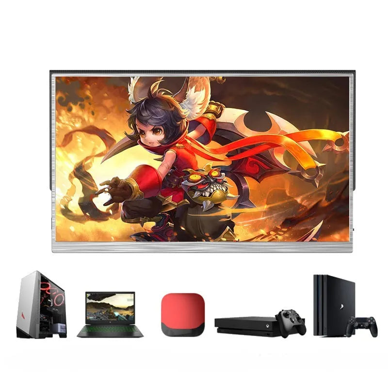 Zeuslap 15-inch ultra-thin portable IPS monitor with HDMI and USB-C cables on a table