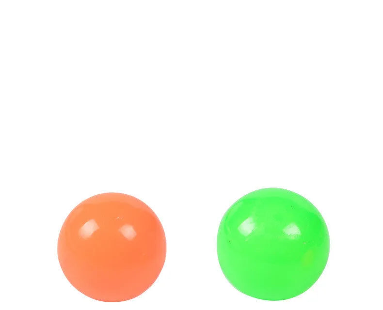 4.5cm TPR sticky ceiling ball in random solid colour with fluorescent finish, in OPP bag