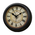 Round 6-inch European retro desk clock with silent alarm on wooden surface