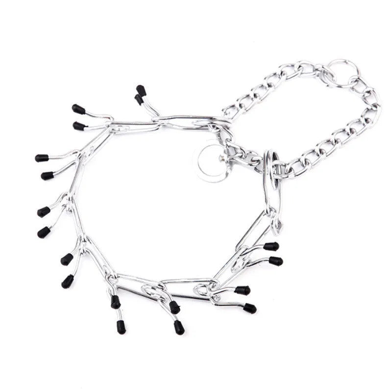 Dog training collar chain with protective sleeve and lead, Q195 iron, adjustable size