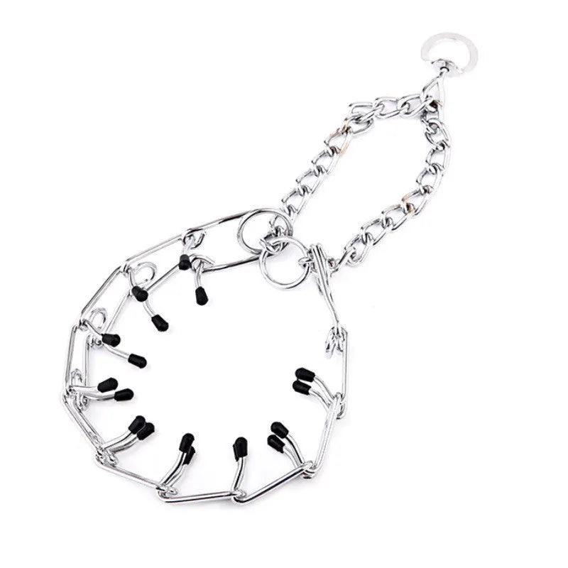 Dog training collar chain with protective sleeve and lead, Q195 iron, adjustable size