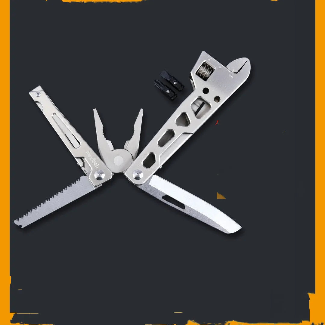 White stainless steel multi-function wrench knife and needle nose pliers tool