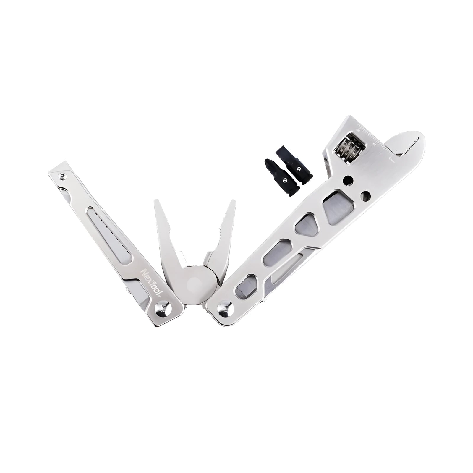 White stainless steel multi-function wrench knife and needle nose pliers tool