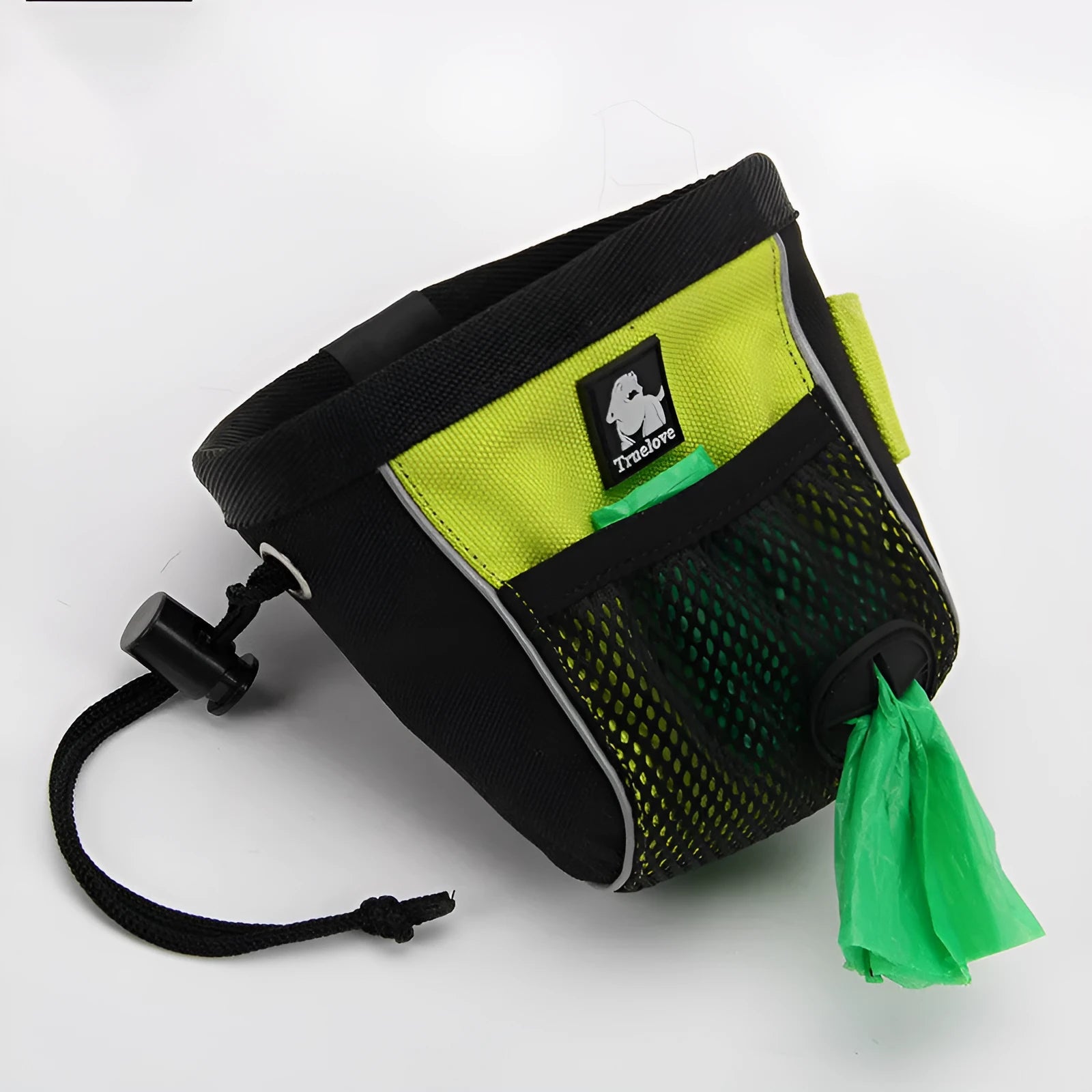 Dog training waist bag with removable garbage compartment in green or orange colours