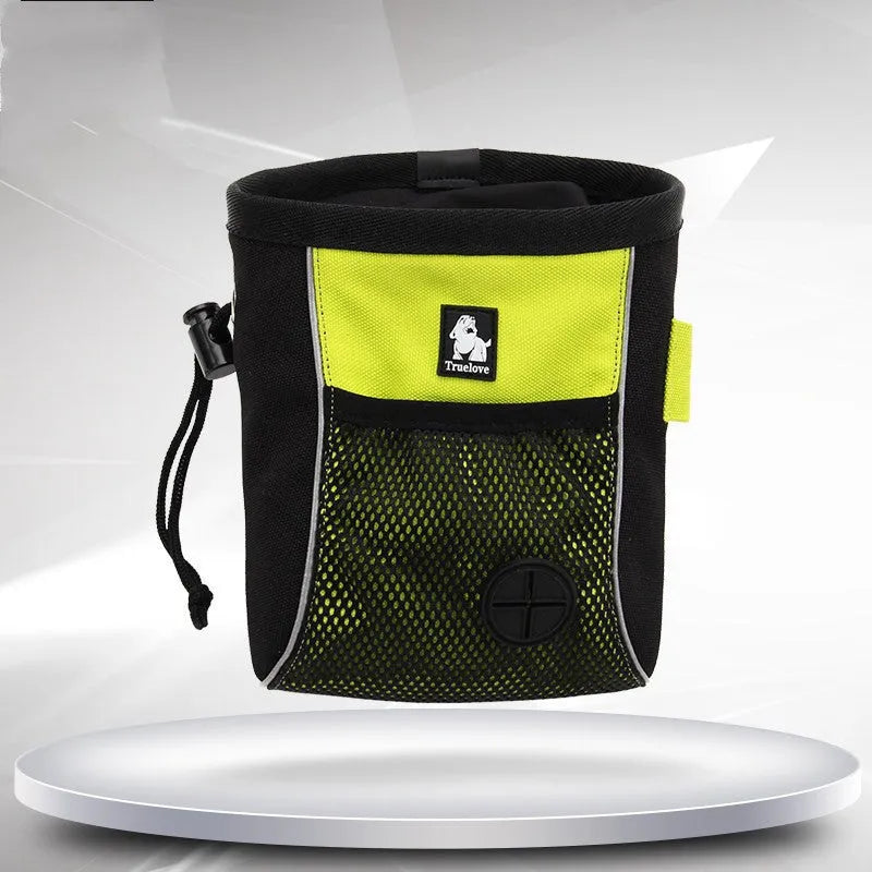 Dog training waist bag with removable garbage compartment in green or orange colours
