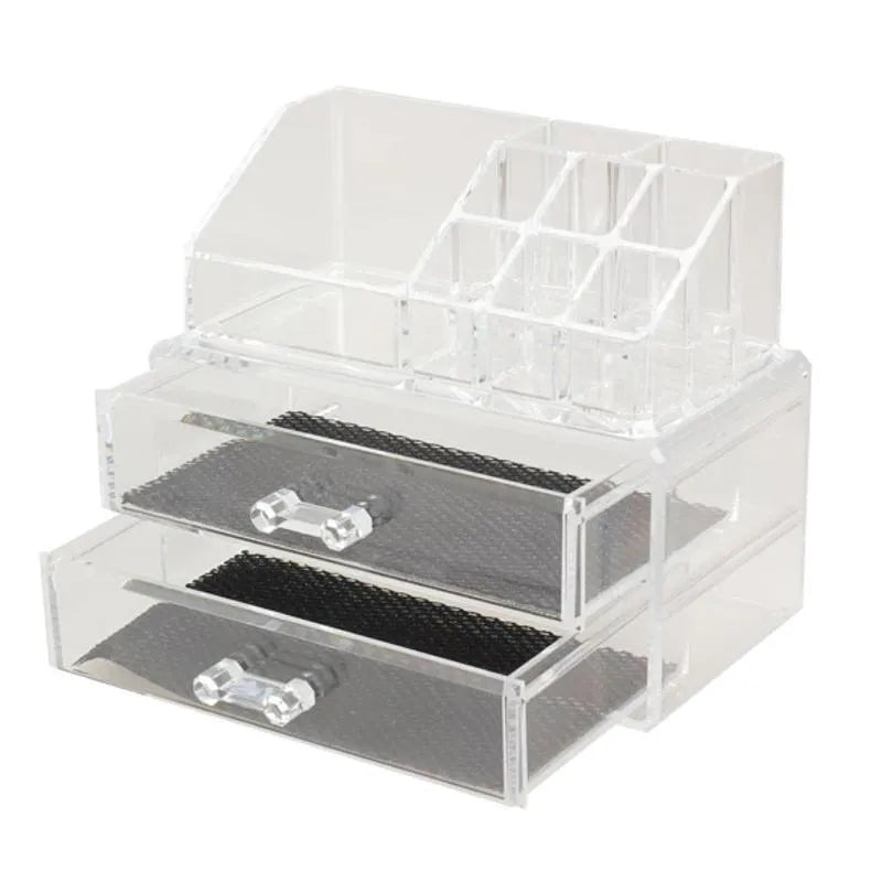 Transparent acrylic makeup storage box with foldable design measuring 240x150x190mm
