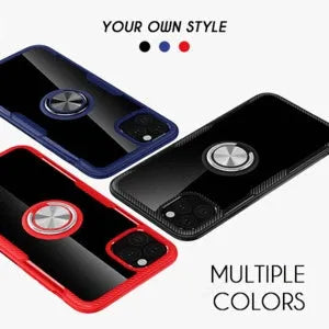 Black PU back cover case for iPhone 11 Pro Max on a dark background