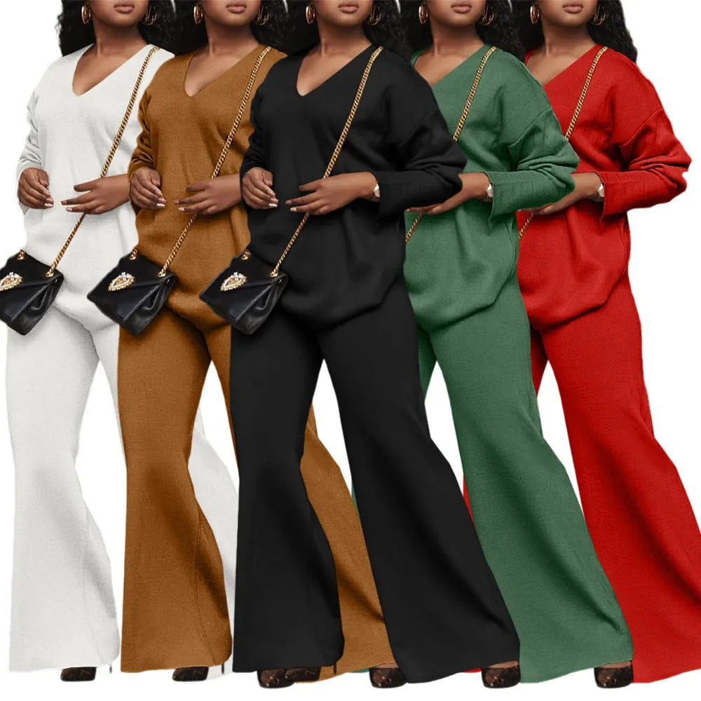 Women's brown thickened suede two-piece suit with long sleeves and trousers in Japanese Korean casual style