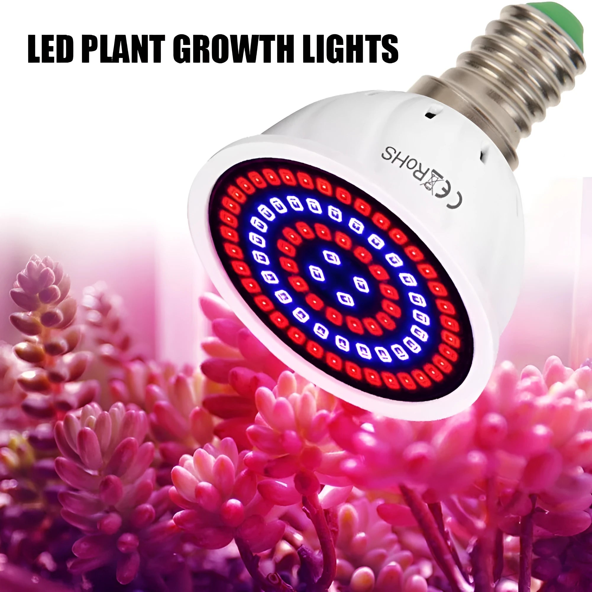 White LED grow light with 80 beads for indoor plant illumination covering 30-80cm² areas