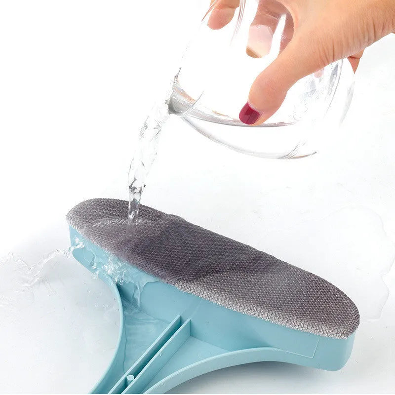 Blue window screen cleaning brush with crevice tool and detachable head for household window maintenance