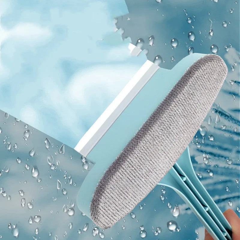 Blue window screen cleaning brush with crevice tool and detachable head for household window maintenance