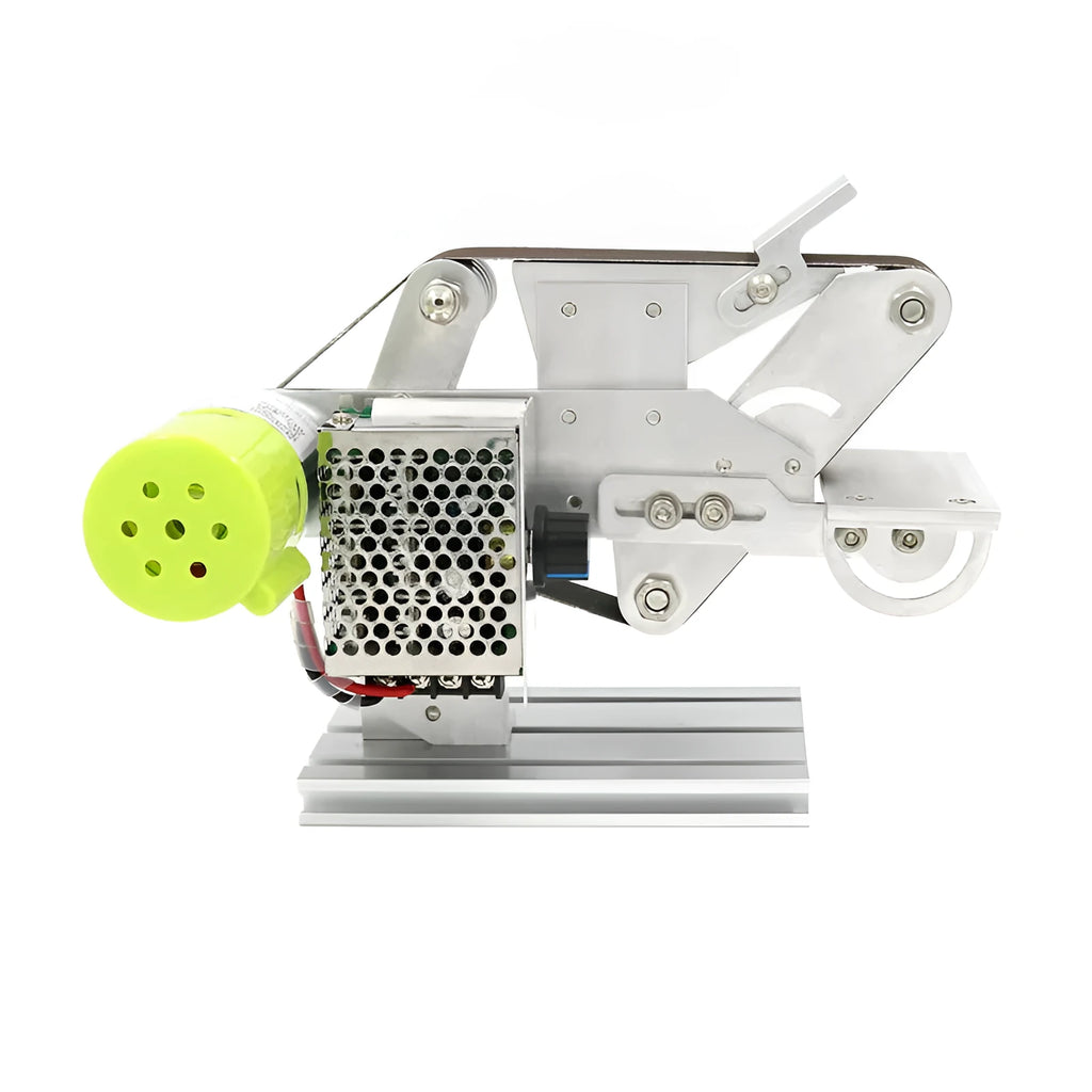 895 fixed-angle mini desktop belt sander and sharpening machine on a workbench.