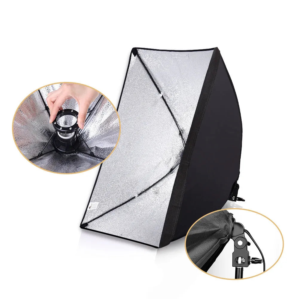 50x70cm photography softbox light kit with 2 metre stand and soft cloth diffuser