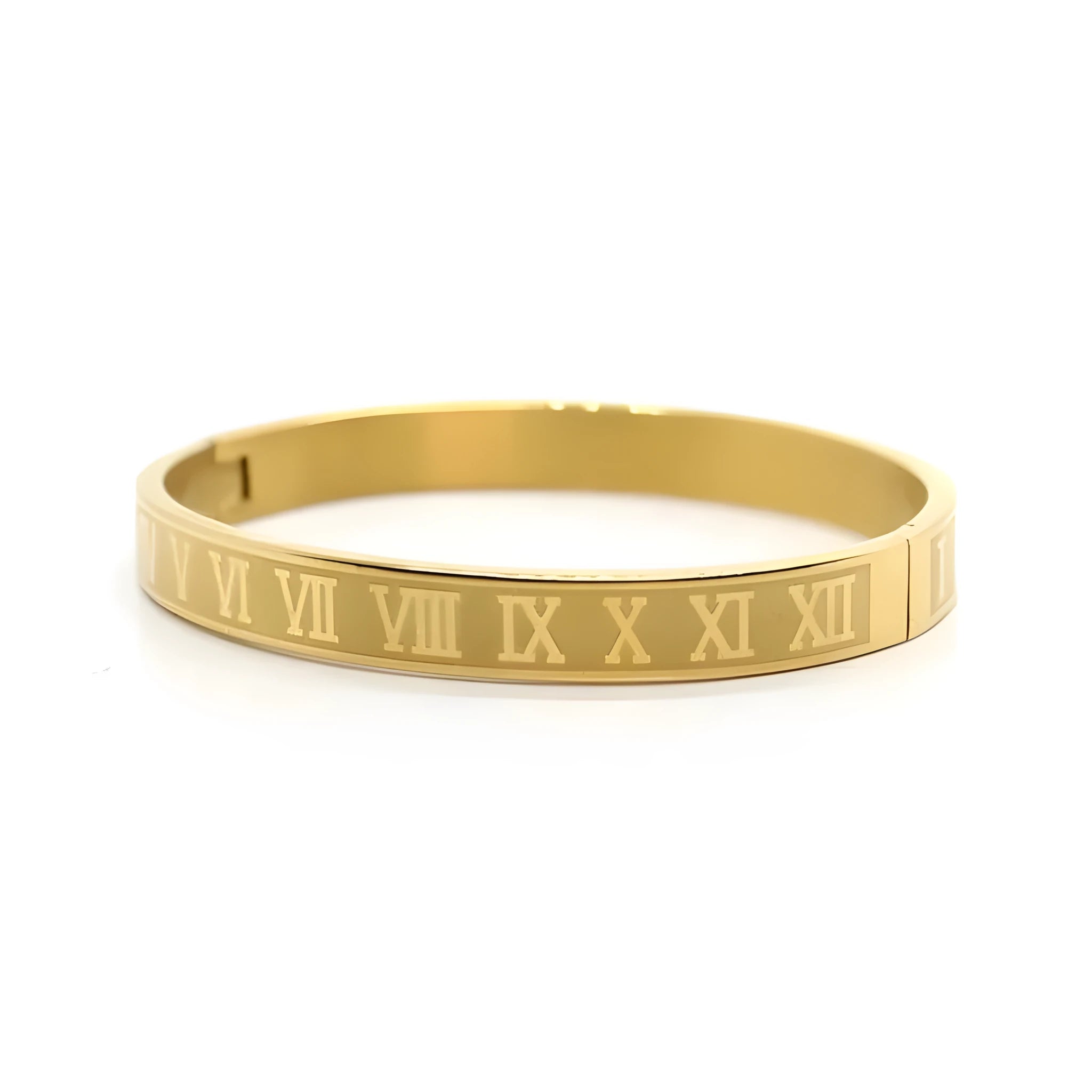 316L stainless steel bangle bracelet in silver finish with smooth surface on neutral background