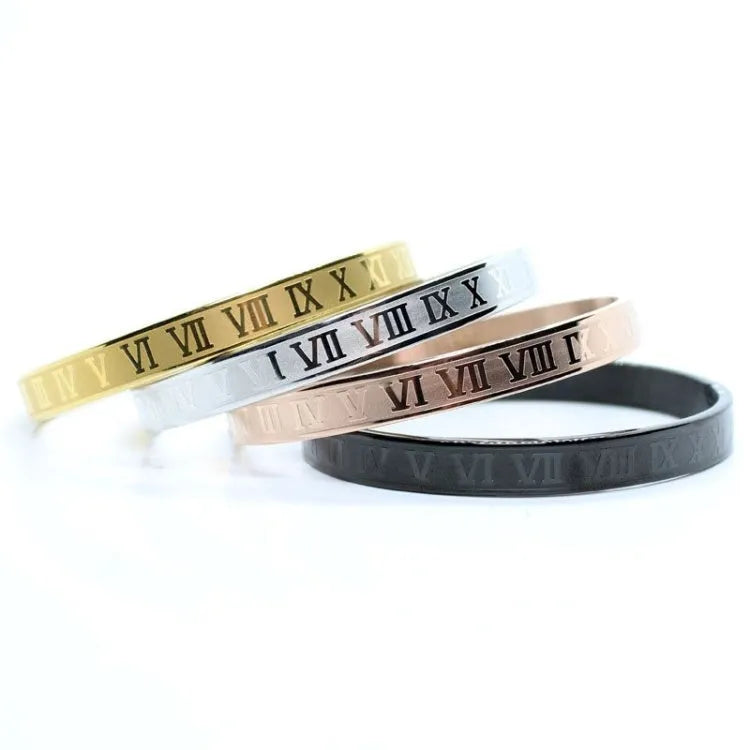 316L stainless steel bangle bracelet in silver finish with smooth surface on neutral background