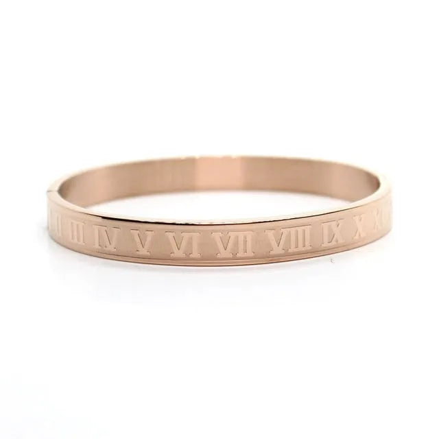 316L stainless steel bangle bracelet in silver finish with smooth surface on neutral background