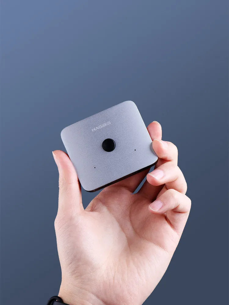 Grey HDMI one to two splitter switcher device with 4K support for computer TV monitors