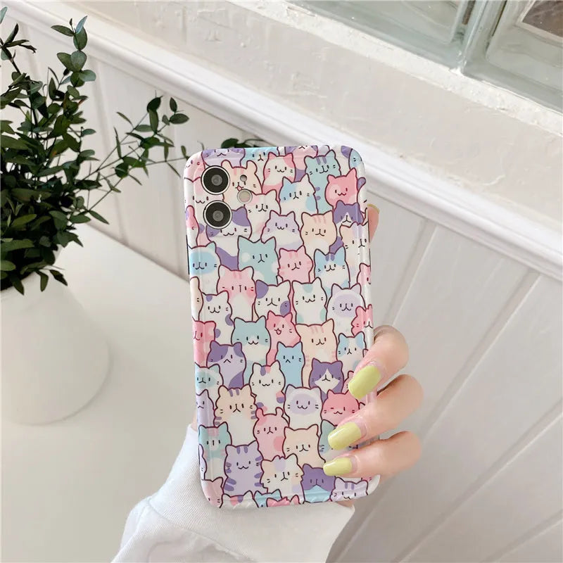 Colourful cartoon design TPU protective case for Apple iPhone models 7 through 13 Pro Max