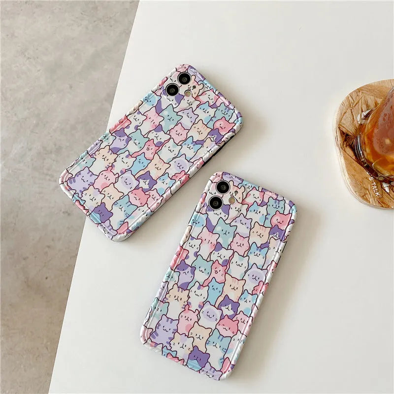 Colourful cartoon design TPU protective case for Apple iPhone models 7 through 13 Pro Max