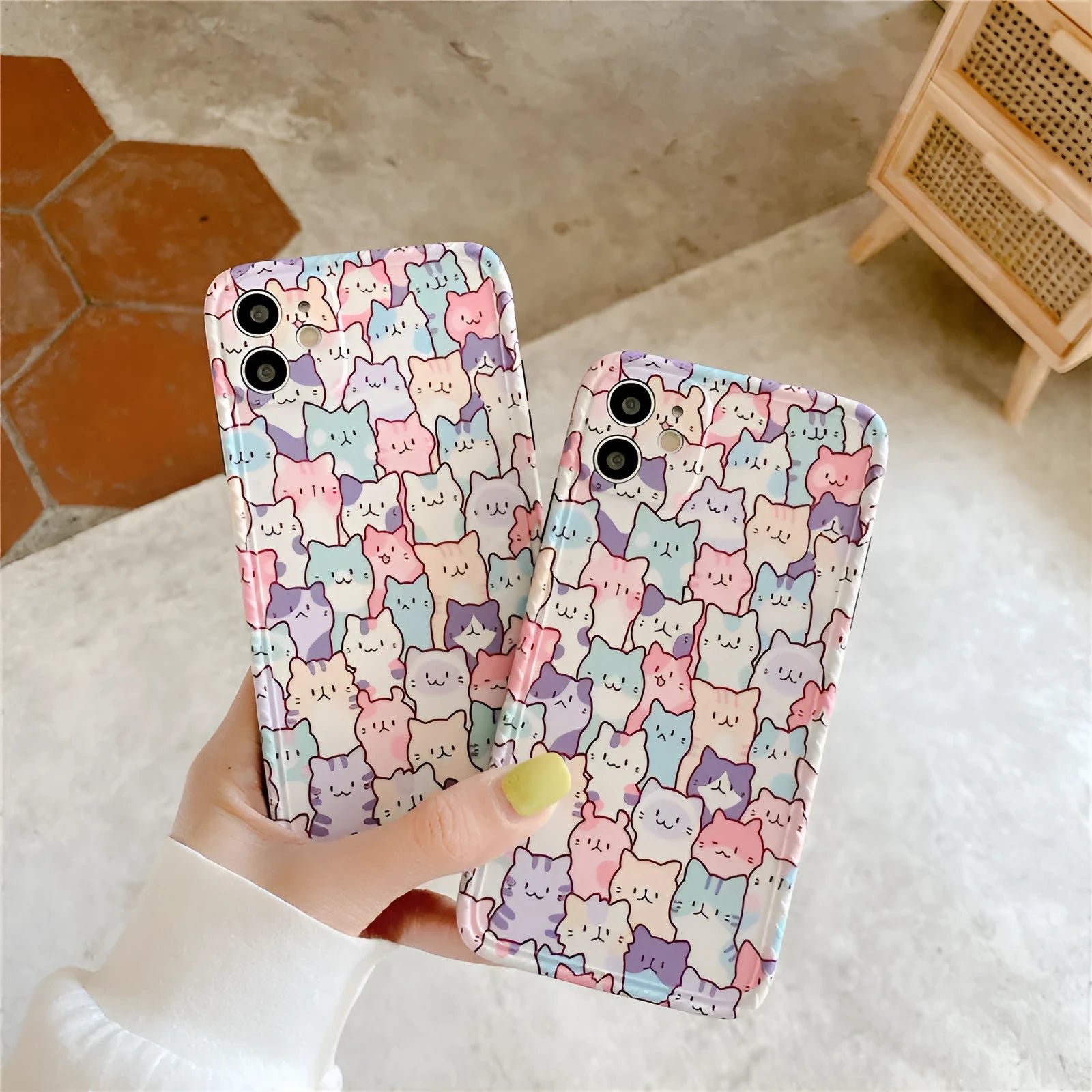 Colourful cartoon design TPU protective case for Apple iPhone models 7 through 13 Pro Max