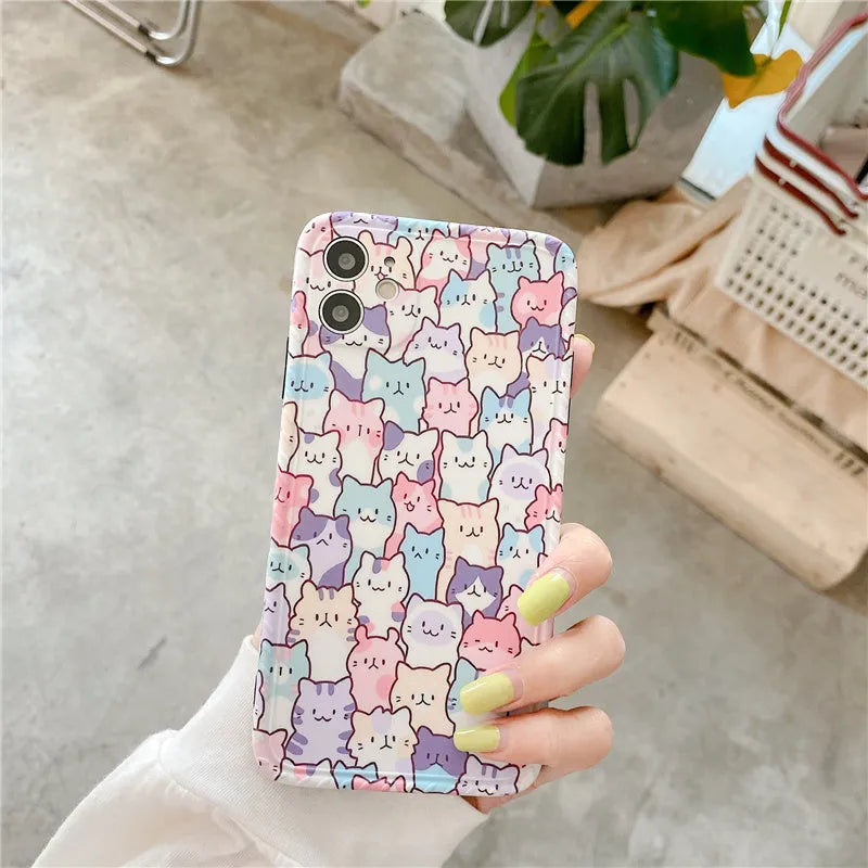 Colourful cartoon design TPU protective case for Apple iPhone models 7 through 13 Pro Max