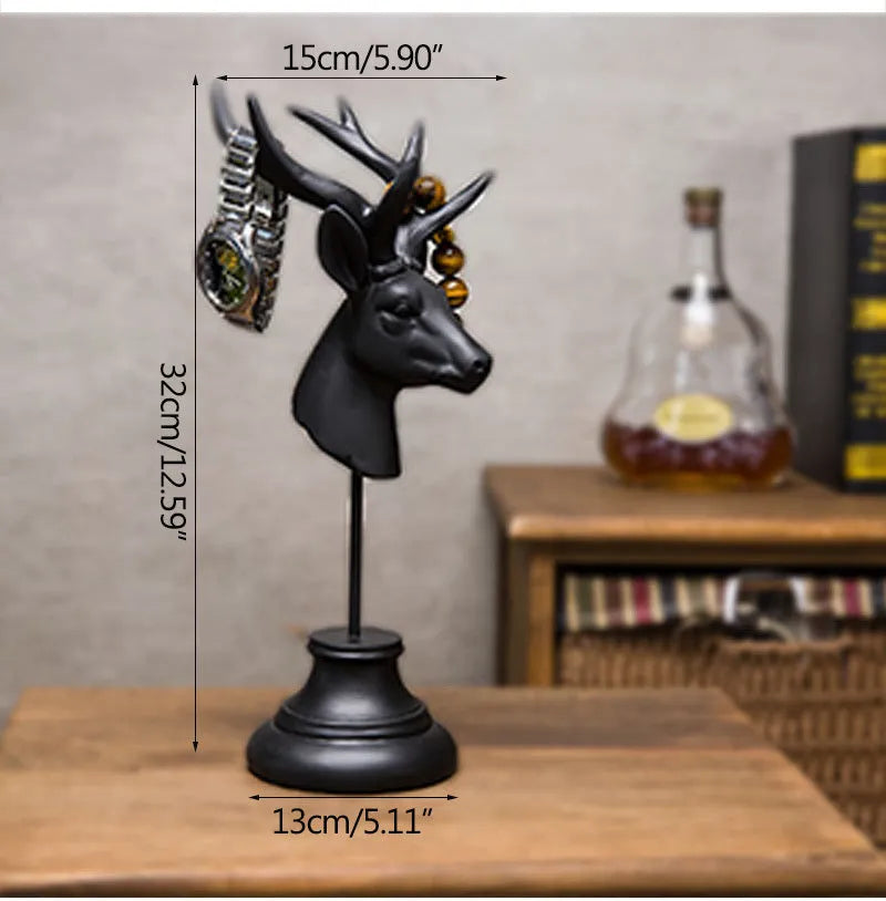 Matte finish natural resin animal decoration statue in black, white, or wood colour tones