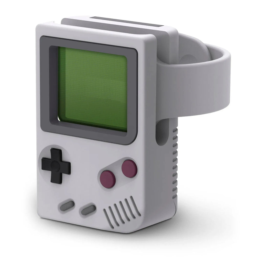 Small silicone watch charging stand in Black compatible with iWatch 5th generation on a desktop