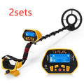 GC1028 black and yellow professional metal detector with LCD screen and adjustable pole.