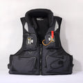 Sea fishing life jacket waistcoat in green with multiple pockets and reflective strips