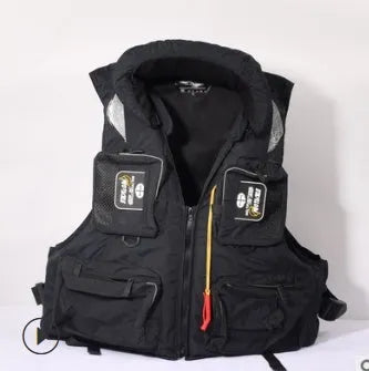 Sea fishing life jacket waistcoat in green with multiple pockets and reflective strips