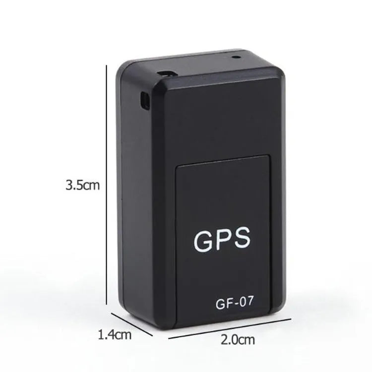 Black magnetic GPS car tracker device with compact rectangular design and USB charging port