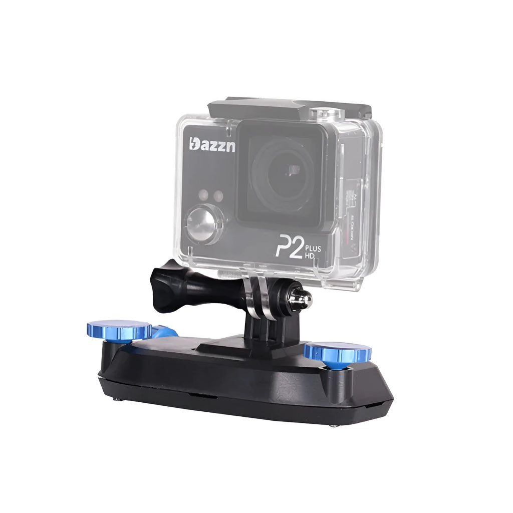 Blue plastic GoPro shoulder strap buckle for backpack camera mounting