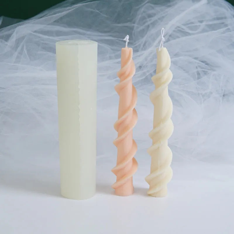 Rotating lace candle silicone mould for making spiral decorative candles
