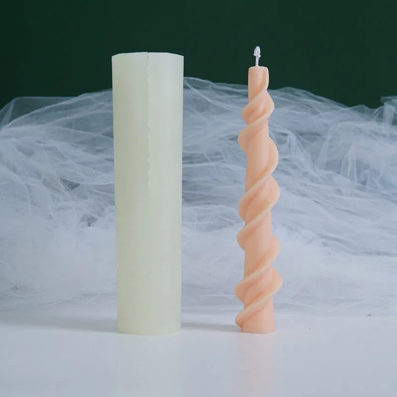 Rotating lace candle silicone mould for making spiral decorative candles